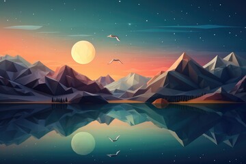 Magical nature wallpaper during summer night high in mountains. Generative Ai.
