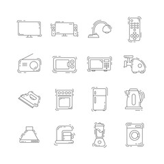 Household appliances thin line icon set. appliance icon set