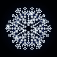 Happy New Year Diamond snowflake card, vector illustration