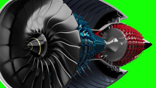 Jet engine components - 3D 4k animation (3840 x 2160 px)