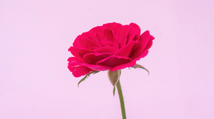 Red rose flower on a pink background. - 640613433