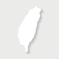 Simple white Taiwan map on gray background, vector
