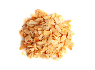 Dry Garlic Slices, Crispy Fried Cloves Pile Closeup, Roasted Grilled Garlic Flakes, Clove Chip Group