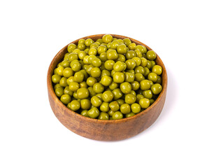Canned Green Peas Isolated, Sweet Pea Pile, Cooked Legume, Protein Source, Healthy Vegan Food