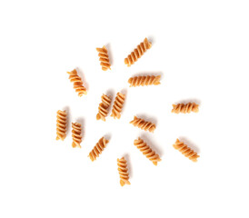 Raw Brown Pasta, Wholegrain Fusilli, Dry Whole Grain Noodle, Raw Spelt Macaroni, Healthy Italy Food