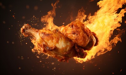 hot fire wing cinematic fire chicken spicy concept generative ai