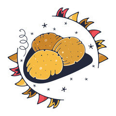 Cute illustration with potatoes. Isolated on a white background. Vector doodle illustrations.