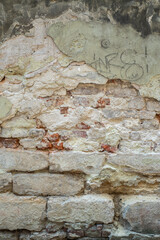 Old wall background. Old european  city. Texture of old brick wall