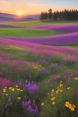 Beautiful meadow landscape. AI generated illustration