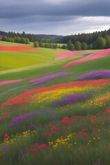 Beautiful meadow landscape. AI generated illustration