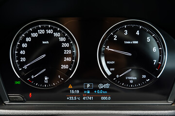 car​ instrument panel, car​ speed motor of​ night, car​ dashboard​ modern​ automobile...