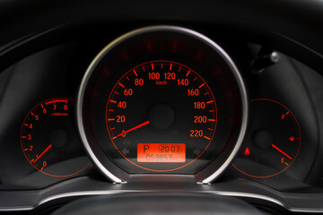car​ instrument panel, car​ speed motor of​ night, car​ dashboard​ modern​ automobile...