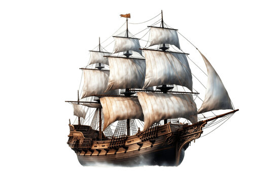 Pirate Ship Isolated on Transparent Background - Generative AI