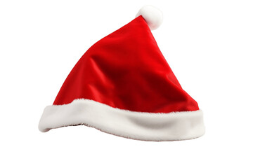 Red Santa Hat Isolated on Transparent Background - Generative AI