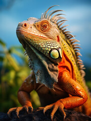 Fototapeta premium Iguana in its Natural Habitat, Wildlife Photography, Generative AI