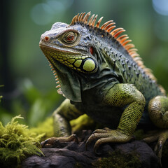 Obraz premium Iguana in its Natural Habitat, Wildlife Photography, Generative AI