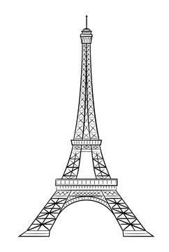 Eiffel tower - classic black and white illustration