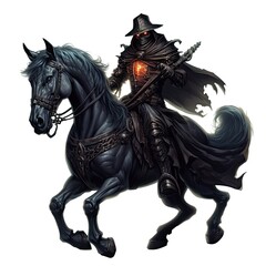Fototapeta premium Headless horseman realistic illustration - Generative AI.