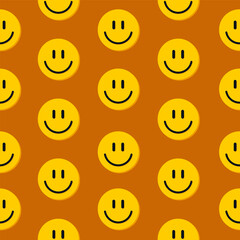Fototapeta premium Smile emoji seamless pattern perfect for background, wallpaper, textile, fabric, prints, etc.
