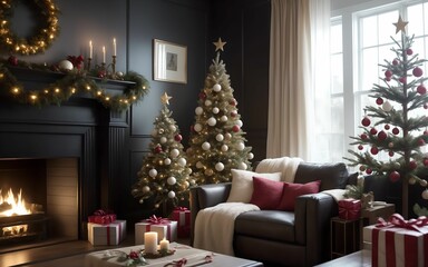 Embrace the Warmth and Joy: A Cozy Living Room Decor for a Magical Christmas ai generated