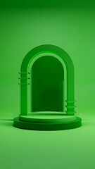 3d composition of green background for product advertising