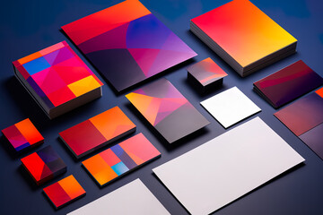 Bold and Vibrant Business Cards and Packaging Visual Mock up