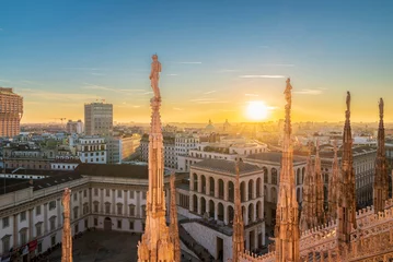 Foto op Plexiglas Milaan Aerial view of Royal Palace of Milan towards the southwest of Milan city