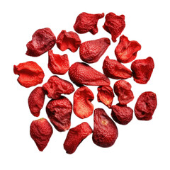 Dried Strawberries isolated on transparent background. Generative AI
