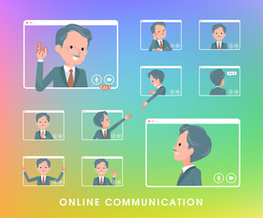 オンラインでコミュニケーションをとっているビジネス社長男性のセット