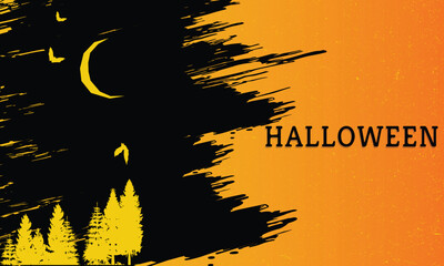 Halloween orange grunge with black brush background