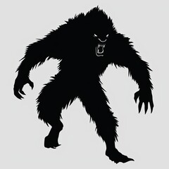 Werewolf silhouette realistic illustration - Generative AI.