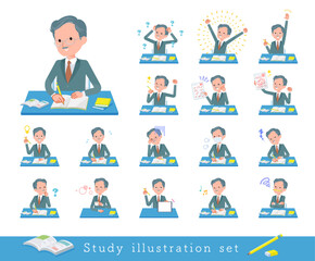 Fototapeta premium 勉強に関するビジネス社長男性のセット