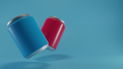 3d composition of drink cans for product advertising