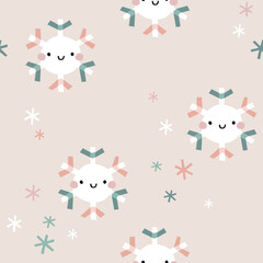 Winter snowflakes seamless pattern. Cute repeat design.