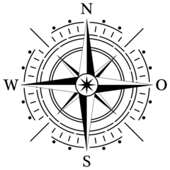 Kompass Rose Vektor mit vier Richtungen und deutscher Osten Bezeichnung. Symbol f√ºr Marine-, Seefahrt - oder Trekking-Navigation oder zur Verwendung in eine Landkarte. Isolierter Hintergrund. © languste15