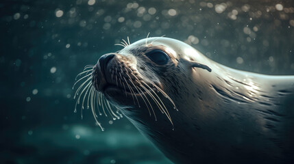 Fototapeta premium A beautiful shot of a sea lion seal.