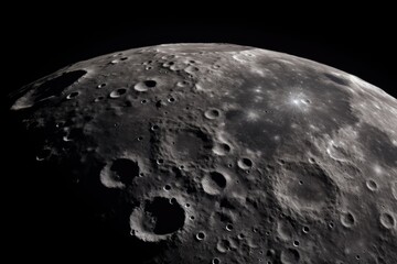 Moon's surface, revealing its craters and rugged terrain. The celestial body that has fascinated humanity for centuries. Generative AI.