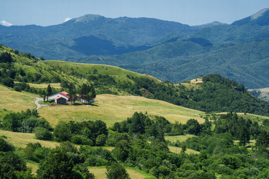 Mountain landscape along the road to Passo Cento Croci, Liguria
