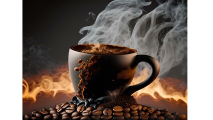 cup of coffee with beans
