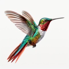 Fototapeta premium Flying hummingbird isolated on white background