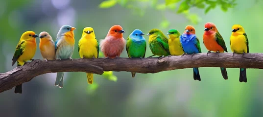Foto op Plexiglas Tropical birds sitting on a tree branch in the rainforest © Lubos Chlubny