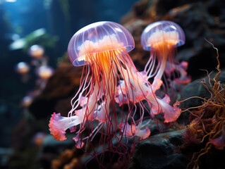 Jellyfish in its Natural Habitat, Wildlife Photography, Generative AI