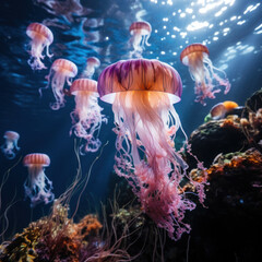 Jellyfish in its Natural Habitat, Wildlife Photography, Generative AI