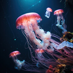 Jellyfish in its Natural Habitat, Wildlife Photography, Generative AI