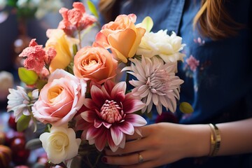 Blossom assembly Creating a captivating bouquet with an array of beautiful flowers