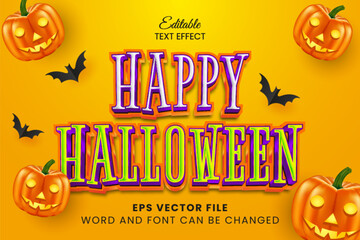Happy halloween 3d editable vector text effect