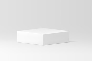 3d squared podium pedestal white modern stand for product promo presentation realistic vector