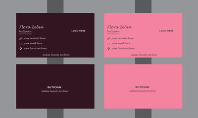 two colour combination business card for ladies beauty parlour and salon with coffee and pink colour.