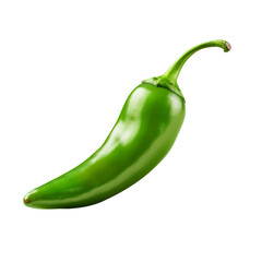 Green hot natural chili pepper realistic image isolated on a white background, close-up