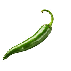 Green hot natural chili pepper realistic image isolated on a white background, close-up